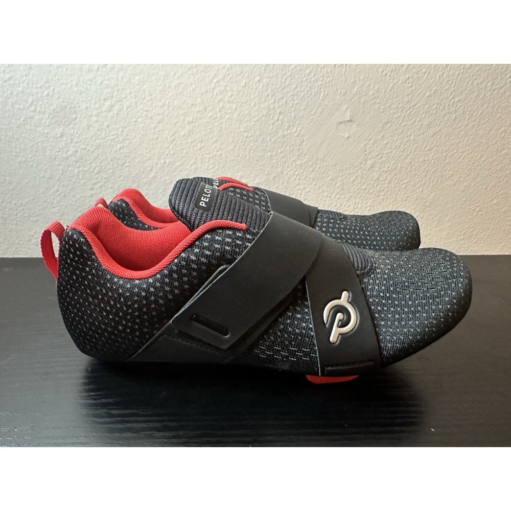 Peloton Altos Cycling Shoes Black Red Preowned Unisex Mens 7 Womens 8.5